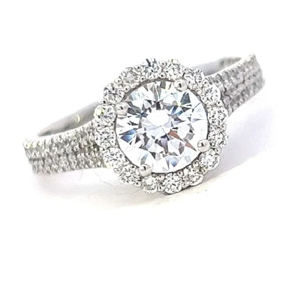 Women’s engagement rings with sapphire-Diamond Halo Engagement Ring