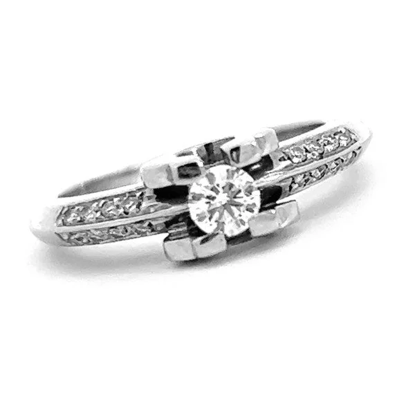 Women’s engagement rings with halo diamonds-Vintage Inspired Diamond Engagement Ring