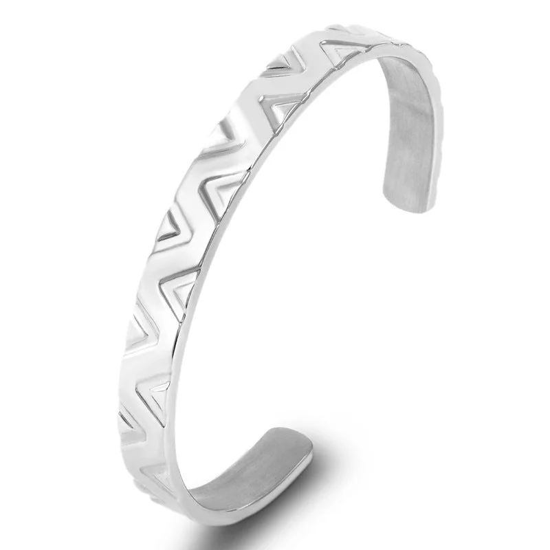 Women’s engraved bangle-Simple Style C Shape Stainless Steel Plating Bangle