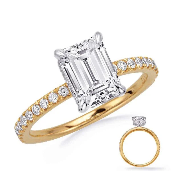 Women’s vintage-inspired engagement rings-18K Yellow and White Gold Hidden Halo Engagement Ring