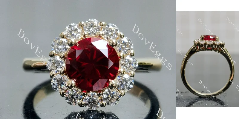 Women’s trendy engagement rings-Doveggs round halo colored gem engagement ring