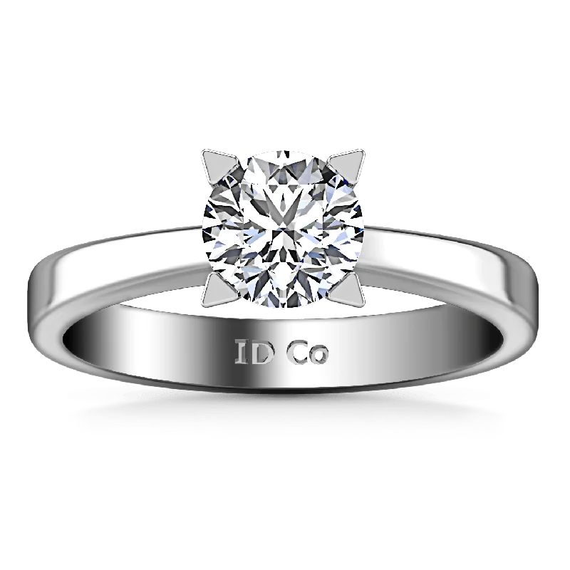 Women’s modern engagement rings with diamonds-Round Diamond Solitaire Engagement Ring Icon 14K White Gold