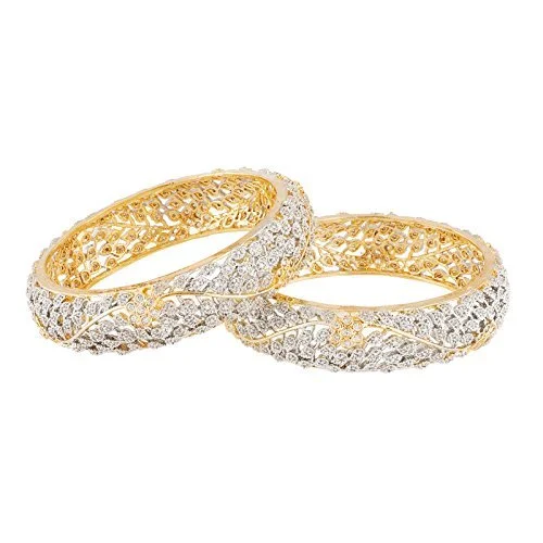 Women’s infinity bracelet-Gold-Plated Alloy Delicate Work Ad Designer Bangle Set - The Pari