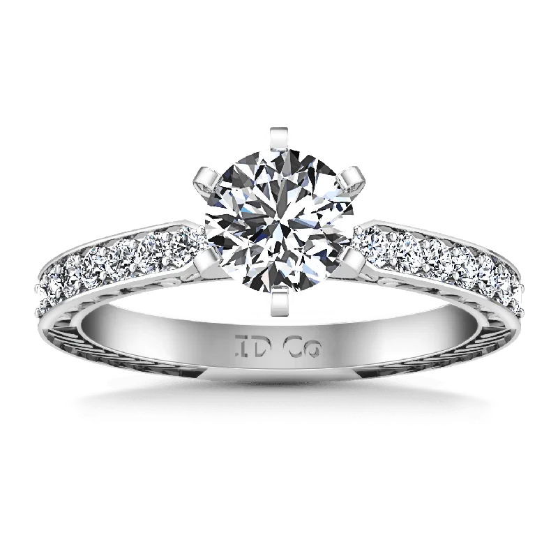 Women’s engagement rings with square diamonds-Round Diamond Pave Engagement Ring Arabesque 14K White Gold