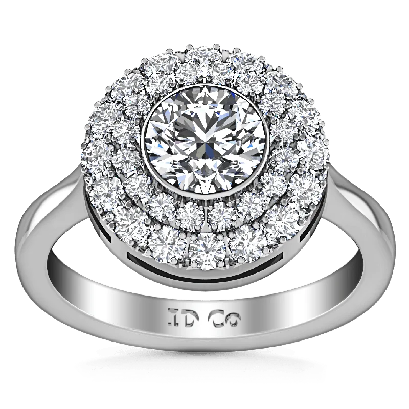 Women’s chic engagement rings-Round Diamond Halo Engagement Ring Mandy 14K White Gold