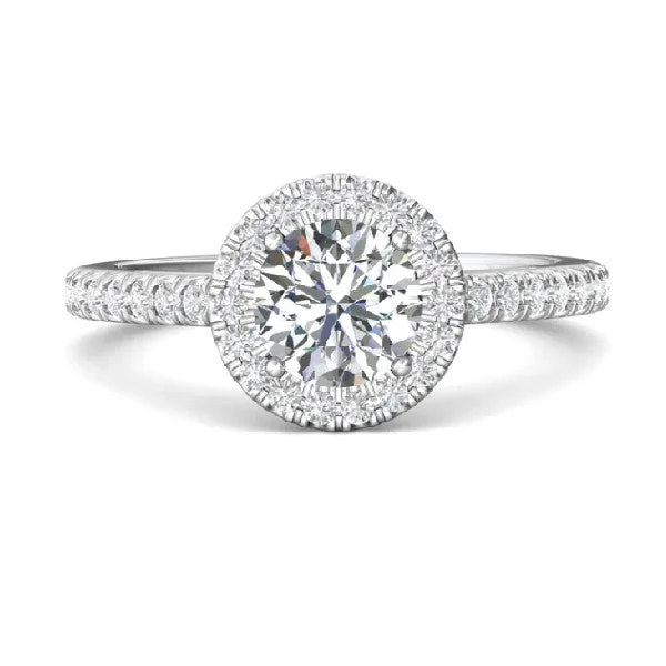 Women’s antique style engagement rings-Platinum Diamond Halo Engagement Ring