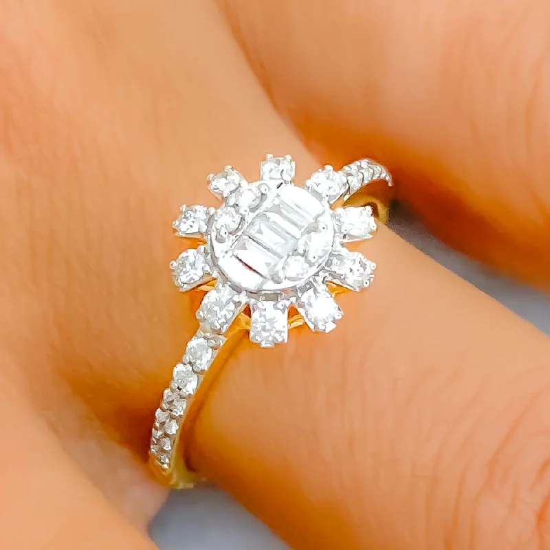 Women’s stylish engagement rings-Posh Palatial Floral Diamond + 18k Gold Ring