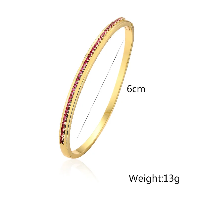 Women’s flower bracelet-Simple Style Commute Round Copper Plating Inlay Zircon 18k Gold Plated Bangle