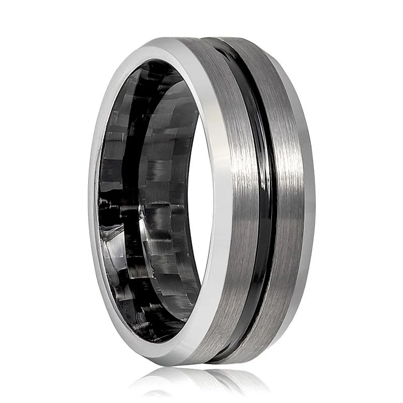 Women’s sapphire ring-LAMIA | Tungsten Ring Black Carbon Fiber