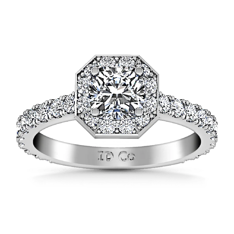 Women’s engagement rings with intricate details-Round Diamond Halo Engagement Ring Irina 14K White Gold