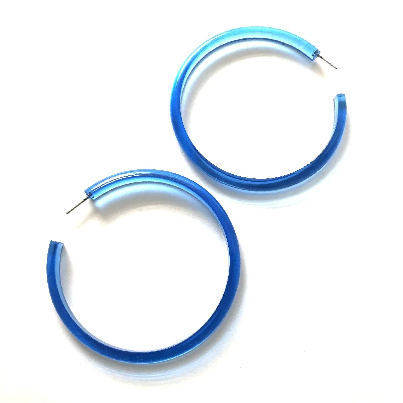 Women’s infinity bracelet-Aqua Blue Transparent Bangle 3 Inch Hoop Earrings