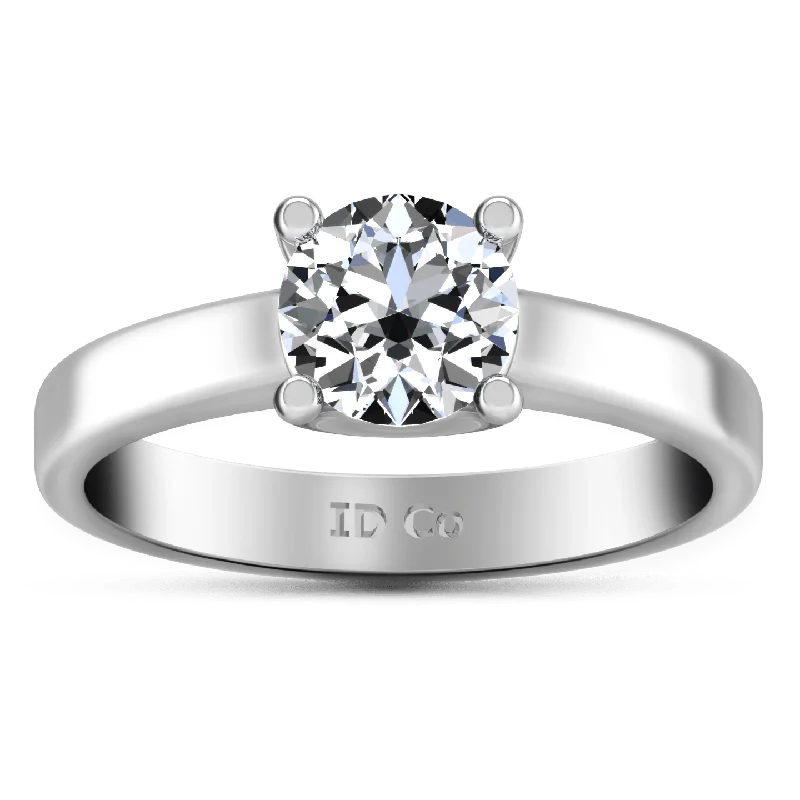 Women’s vintage diamond engagement rings-Round Diamond Solitaire Engagement Ring Amira 14K White Gold