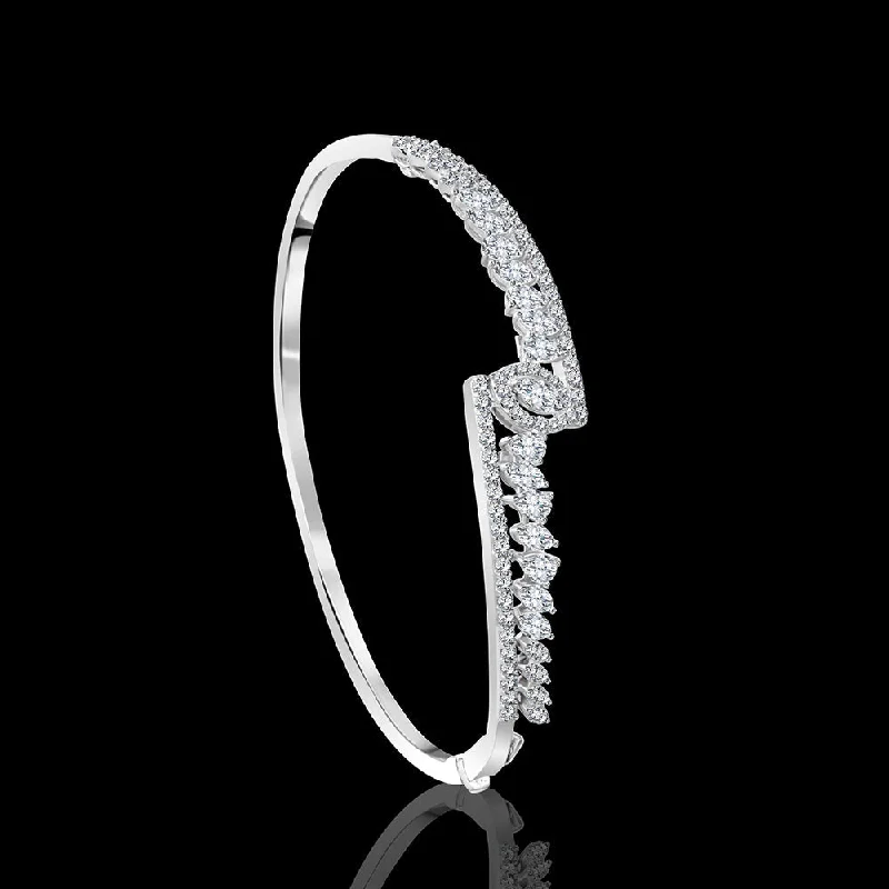 Women’s elegant charm bracelet-A Bangle with Pave? diamond setting  interwind for a statement look - I-B81