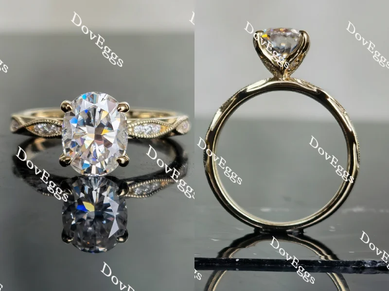 Women’s engagement rings with dazzling diamonds-Doveggs oval floral moissanite engagement ring