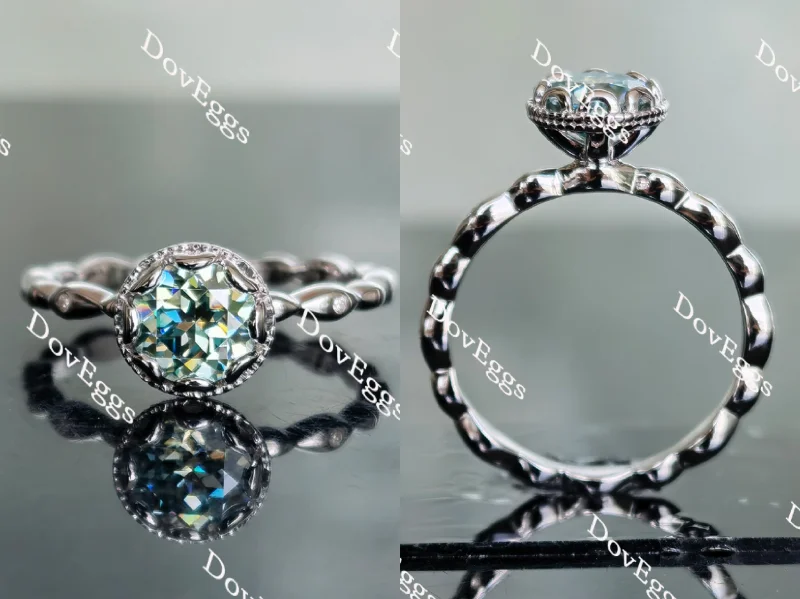 Women’s engagement rings with sapphire-Doveggs round peacock blue moissanite engagement ring