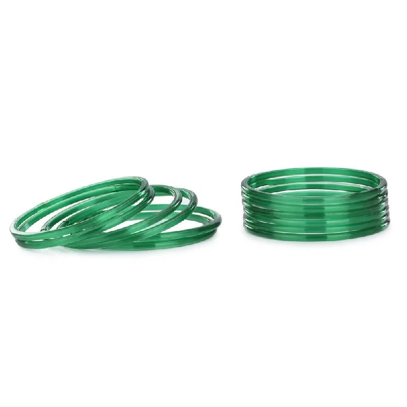 Women’s simple bangle-Afast Shining Green Glass Wedding, Party, Daily Use Bangle Set, Set Of 12