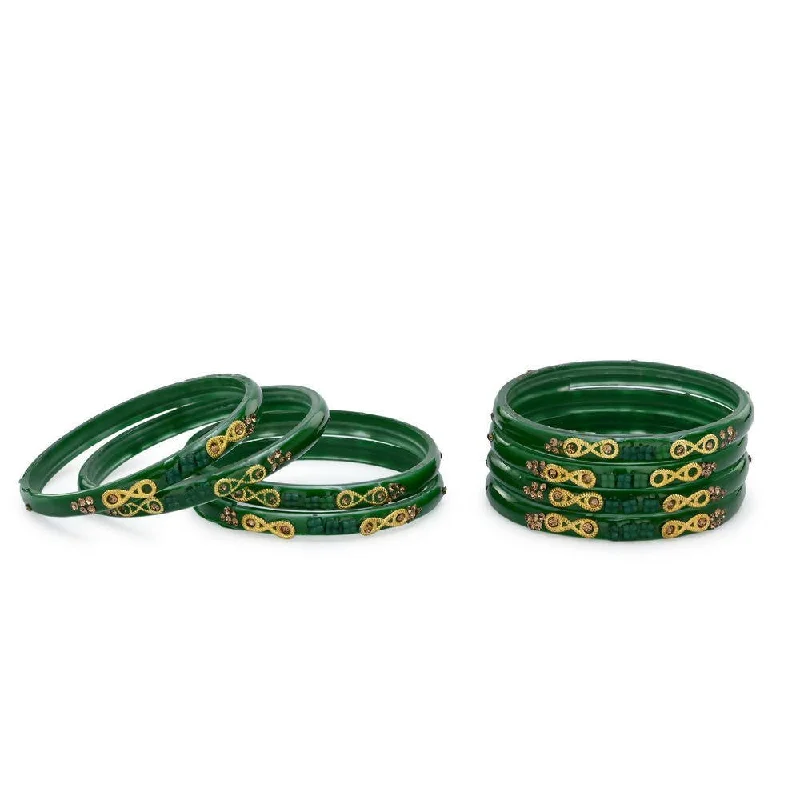 Women’s stylish bangle-Afast Designer Fancy Party Bangle/ Kada Set, Green, Glass, Pack Of 8