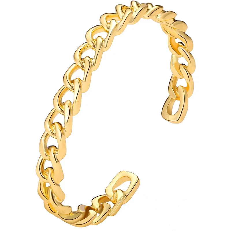 Women’s simple bangle-18k Gold Chain Link Cuff Bangle