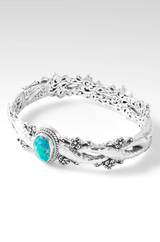 Women’s slim bracelet-Flowerette Bangle™ in Spring Green Simulated Opal