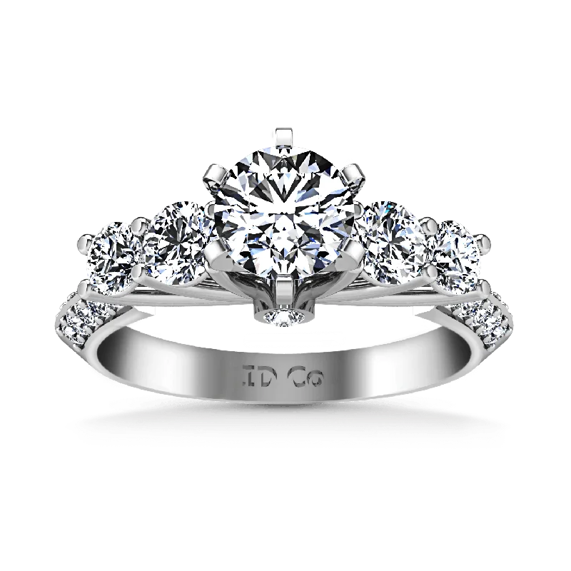 Women’s engagement rings with a twist band-Round Diamond Pave Engagement Ring Regal 14K White Gold