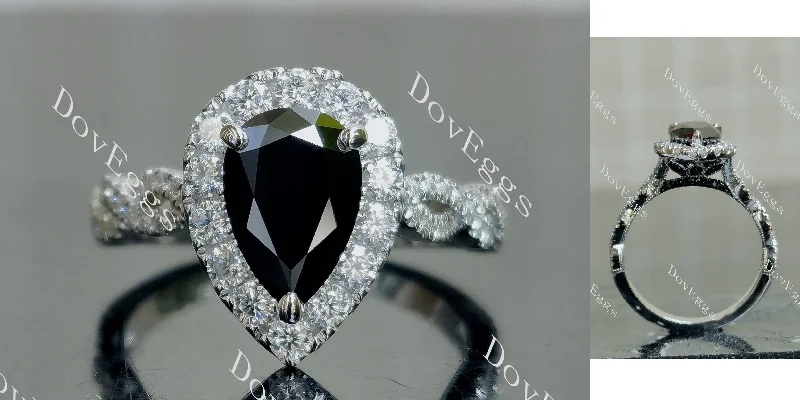 Women’s engagement rings with colored gemstones-Doveggs pear pave halo colored moissanite engagement ring