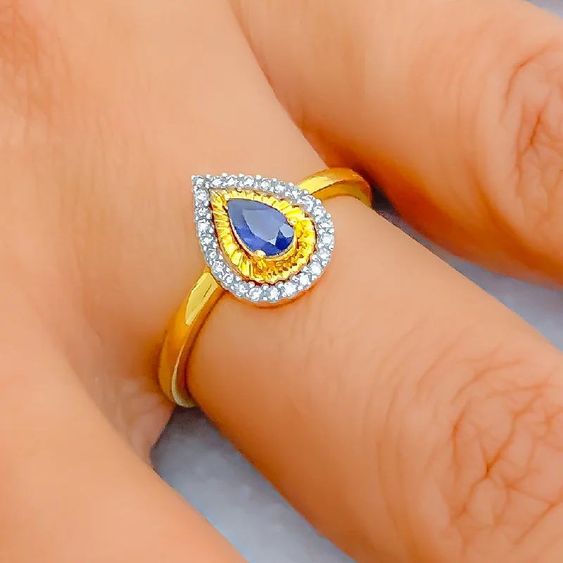 Women’s chic engagement rings-Dapper Delicate Drop 18K Gold + Diamond Ring