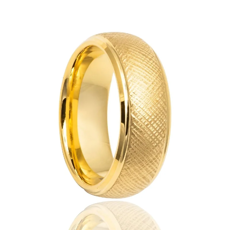 Women’s polished ring-PYXIS | Tungsten Ring Yellow Gold Domed