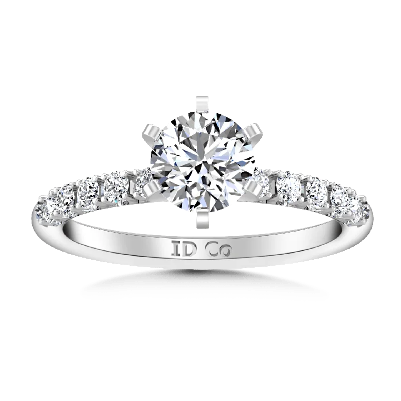 Women’s unique engagement rings-Round Diamond Pave Engagement Ring Grace 14K White Gold