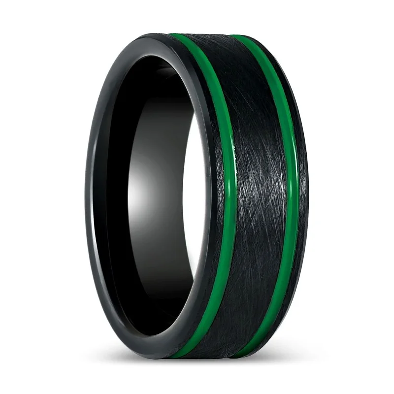 Women’s bridal ring-CLAYTON | Black Tungsten Ring Ice Finish