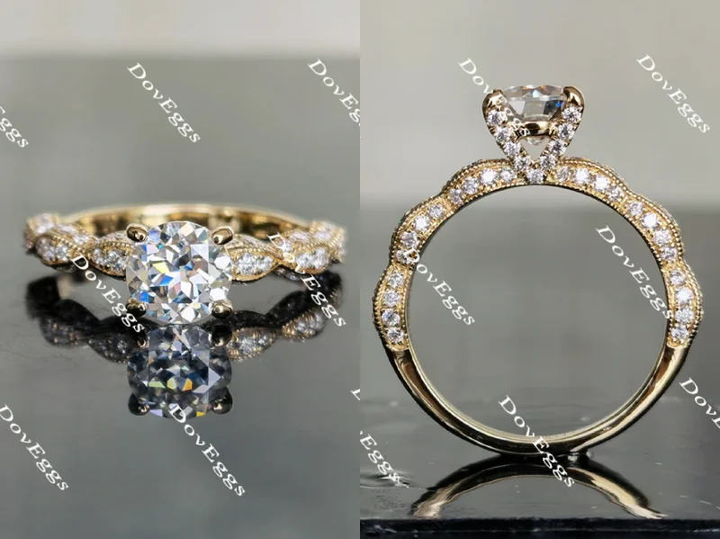 Women’s stylish engagement rings-Doveggs round pave moissanite engagement ring