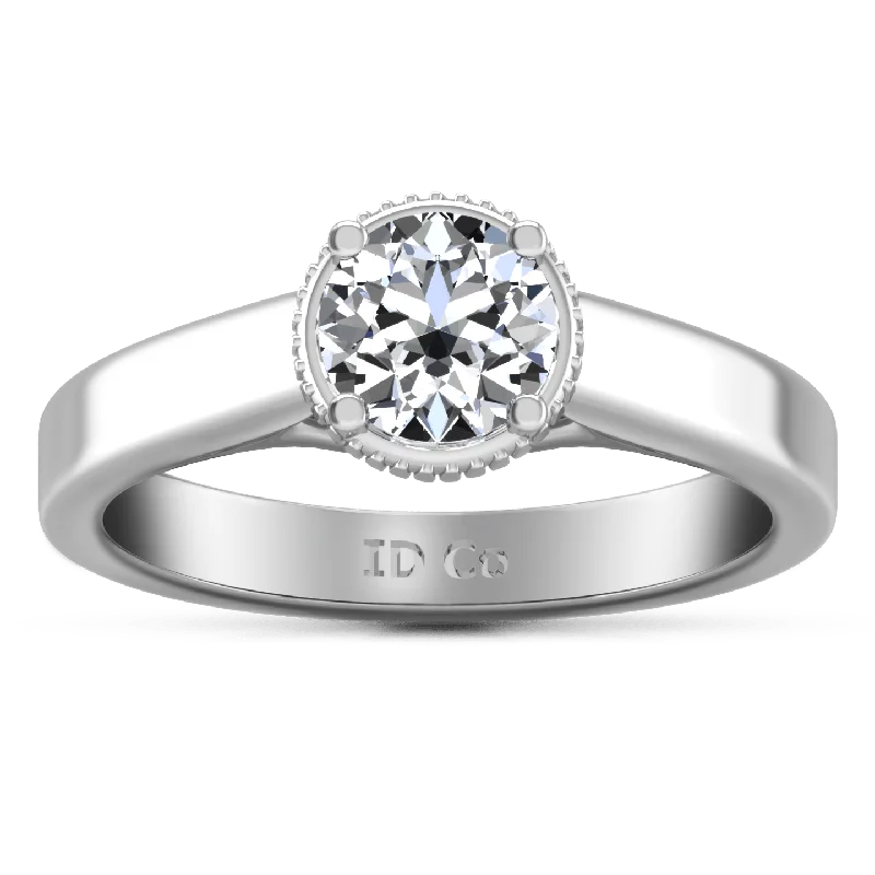 Women’s engagement rings with intricate details-Round Diamond Solitaire Engagement Ring Carina  14K White Gold