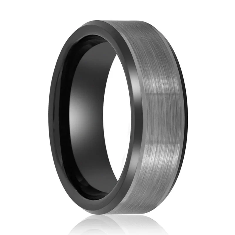 Women’s geometric ring-LOVELL | Tungsten Ring Two Tone Black