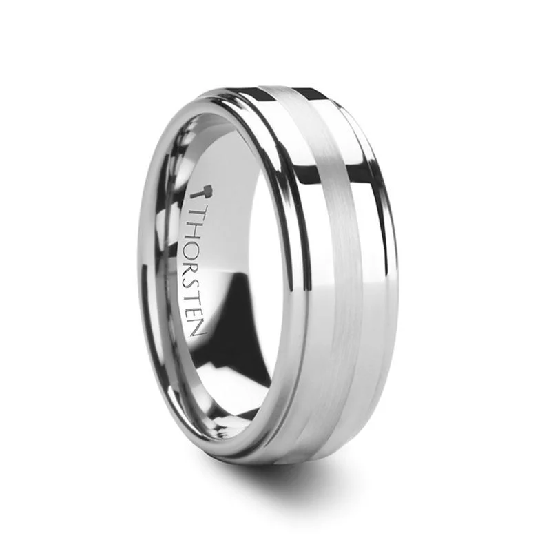 Women’s flower-shaped ring-ODIN | Tungsten Ring Platinum Inlay