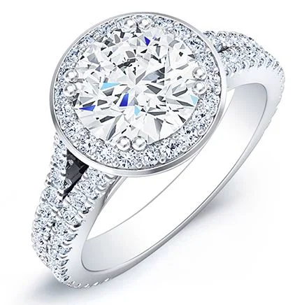 Women’s cushion diamond engagement rings-Diamond Halo Engagement Ring